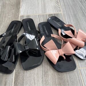 Stylish Black and Pink Bow Sandals Jeffrey Campbell